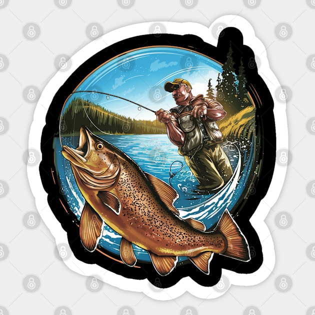 Cool Fishing For Men Women Fisherman Bass Trout Fish Hunting Sticker by woormle